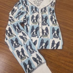 PJ SALVAGE Thermal Henley Boston Terrier Dog Shirt